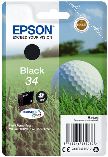 Epson Golf ball Singlepack Black 34 DURABrite Ultra Ink Epson Golf ball Singlepack Black 34 DURABrite Ultra Ink